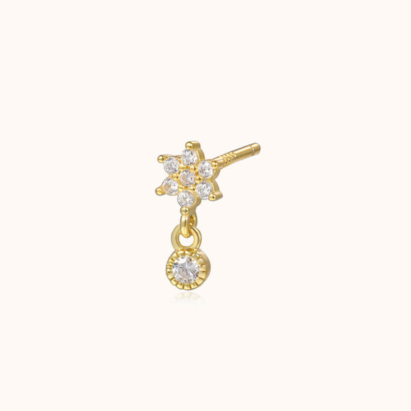 Flower Drop Czs Stud Earring