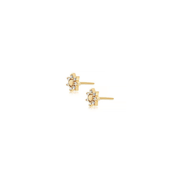 White Czs Flower Single Stud