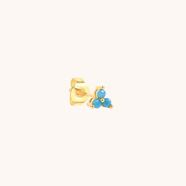 Blue Turquoise Flower Czs Stud