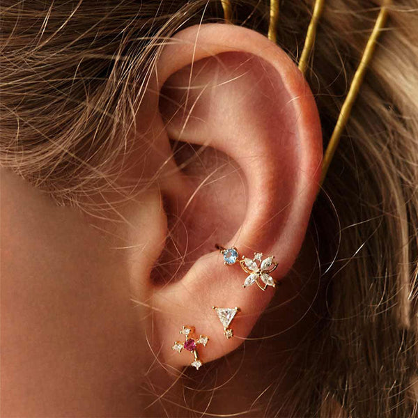 Blue Czs Flower Single Ear Cuff - Moonlust Australia