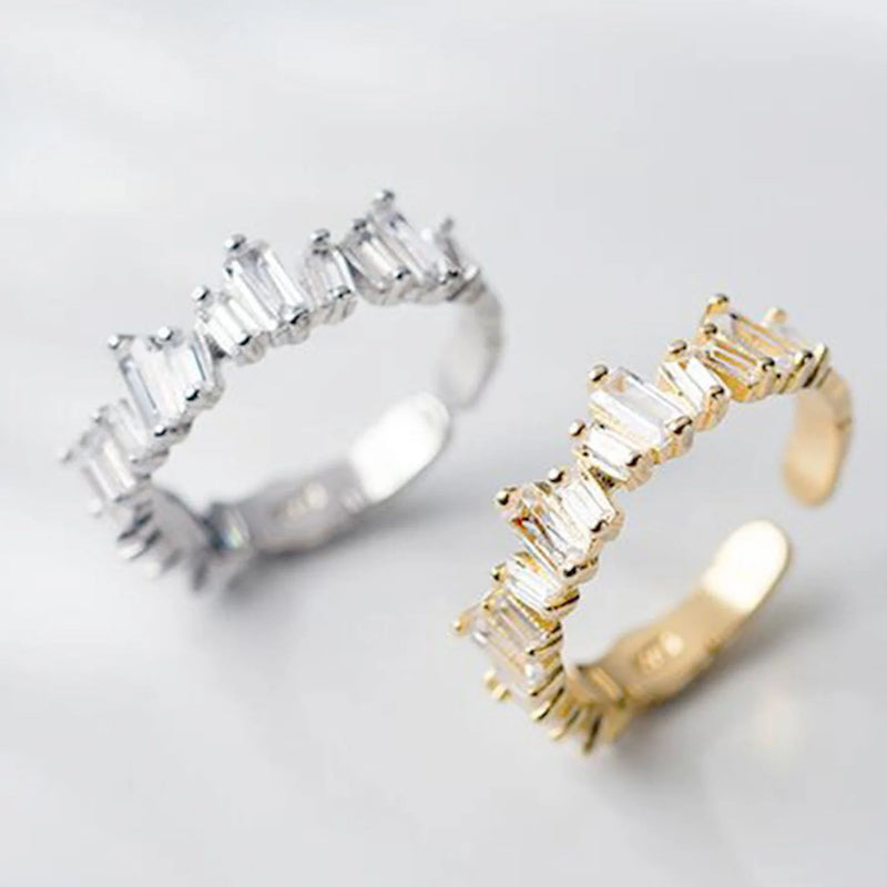 White CZ Scatterd Baguette Ring