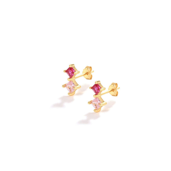 Pink Square Czs Single Stud