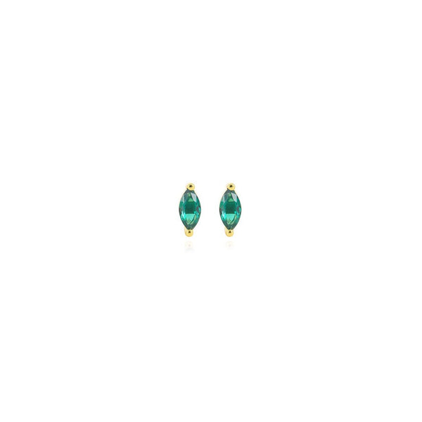 Green Leaf Tiny Czs Stud Earrings