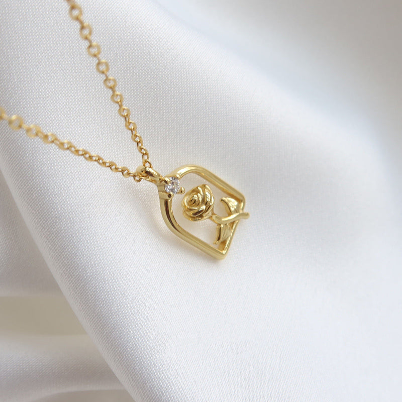 Dainty Rose Dome Necklace