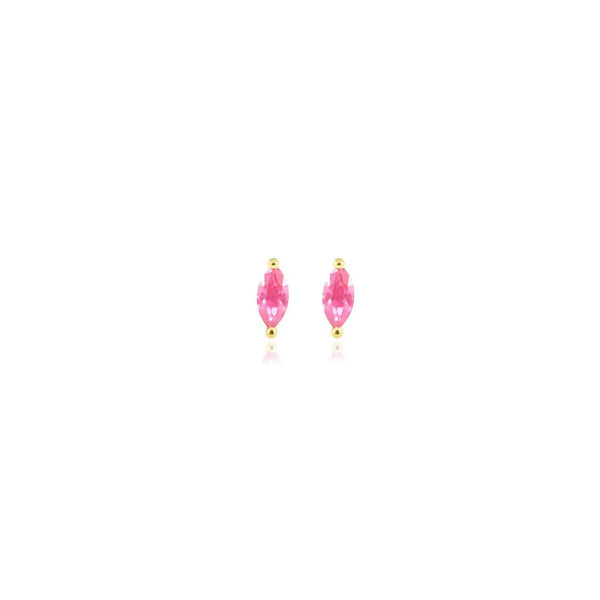 Pink Leaf Tiny  Czs Stud Earrings