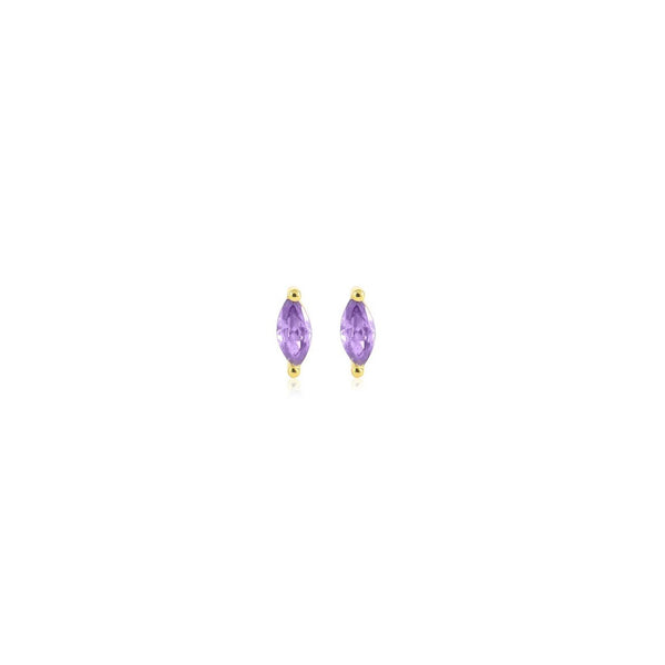 Purple Leaf Tiny  Czs Stud Earrings