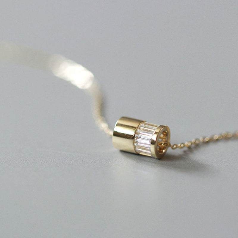 Cz Silde Tube Necklace