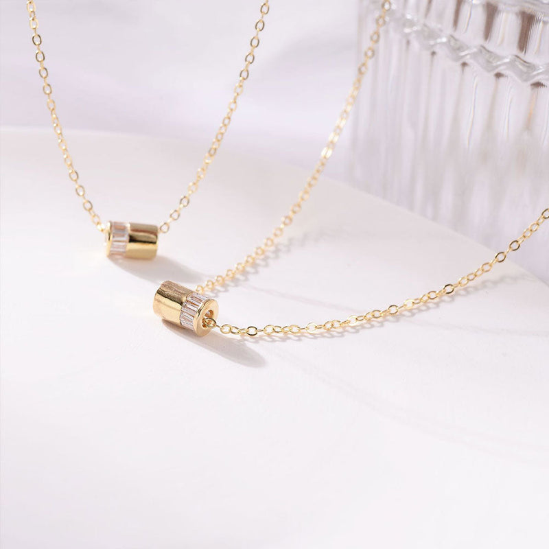 Cz Silde Tube Necklace