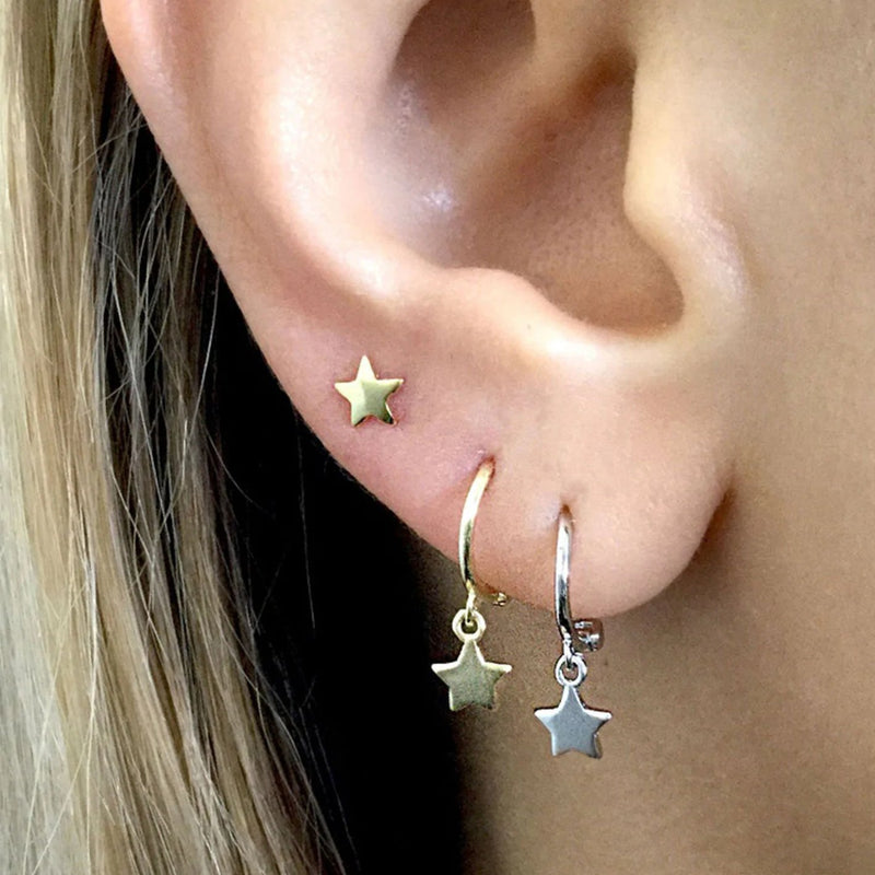 Star Dangle Huggie Hoops