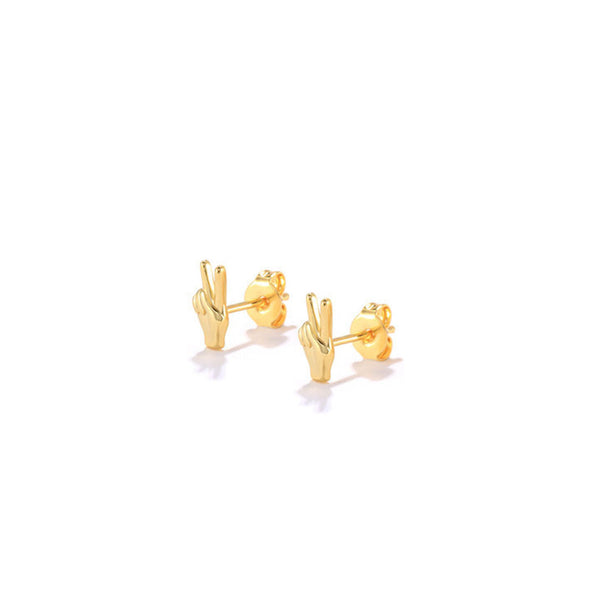 Dainty V Hand Sign Single Stud