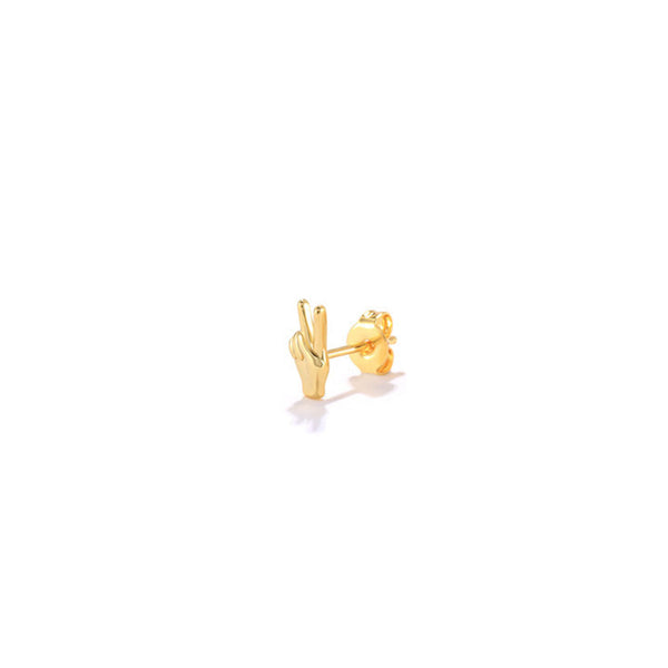 Dainty V Hand Sign Single Stud - Moonlust Australia