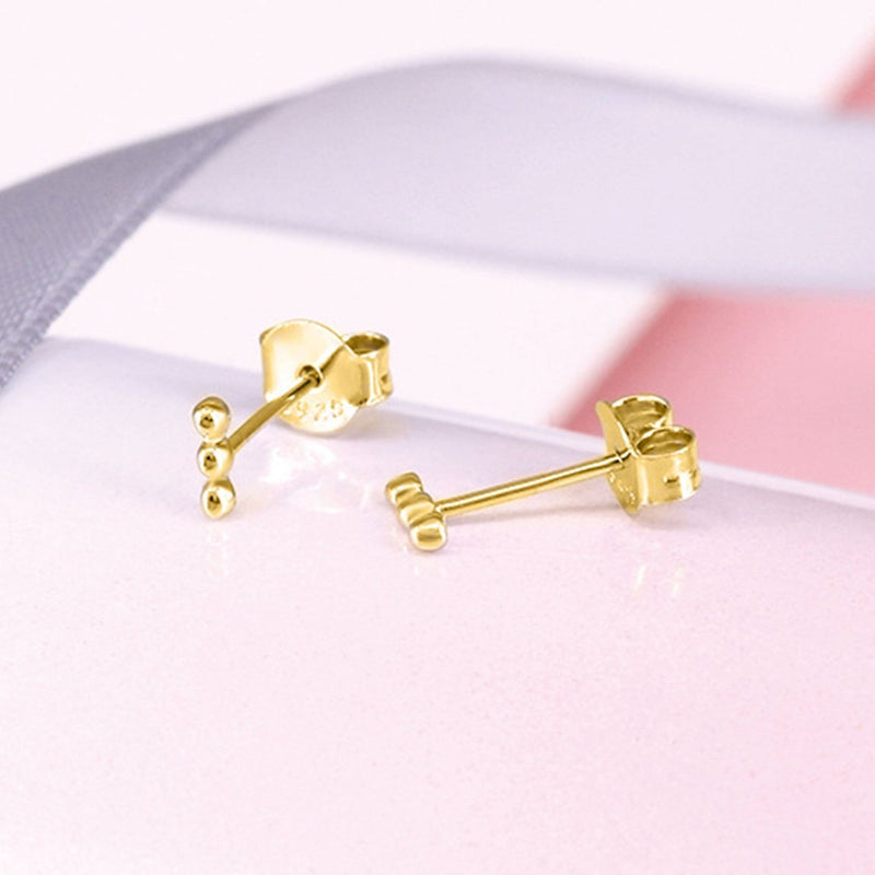 Tiny Beaded Bar Stud Earrings