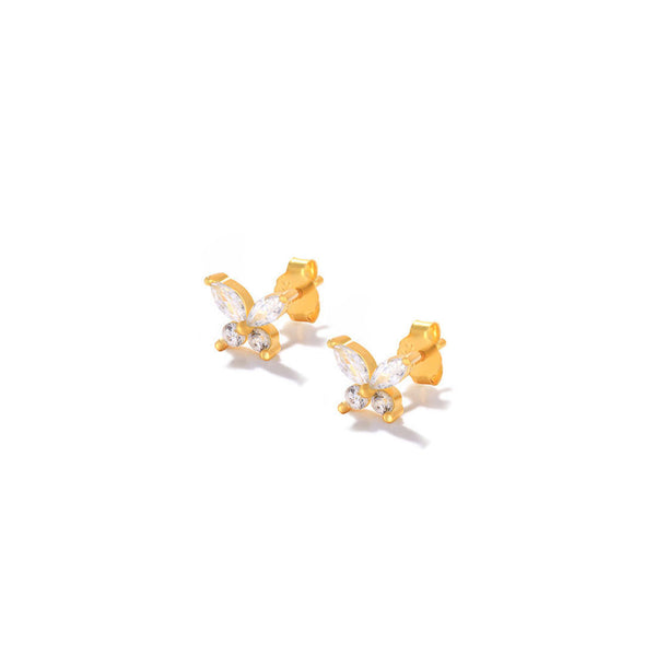 White Czs Butterfly Single Stud