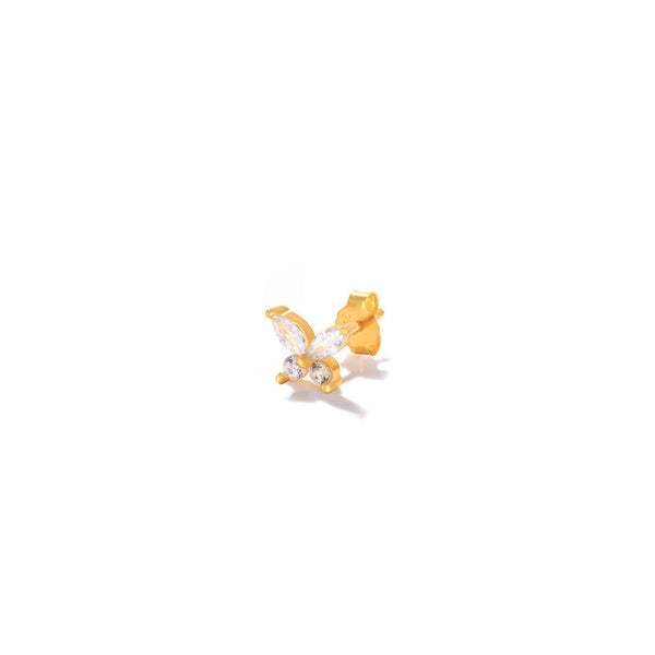 White Czs Butterfly Single Stud