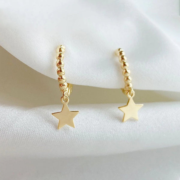 Star dangle huggies hoops