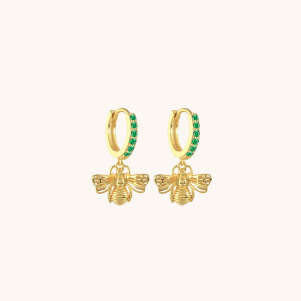 Bee Green Czs Dangle Hoops