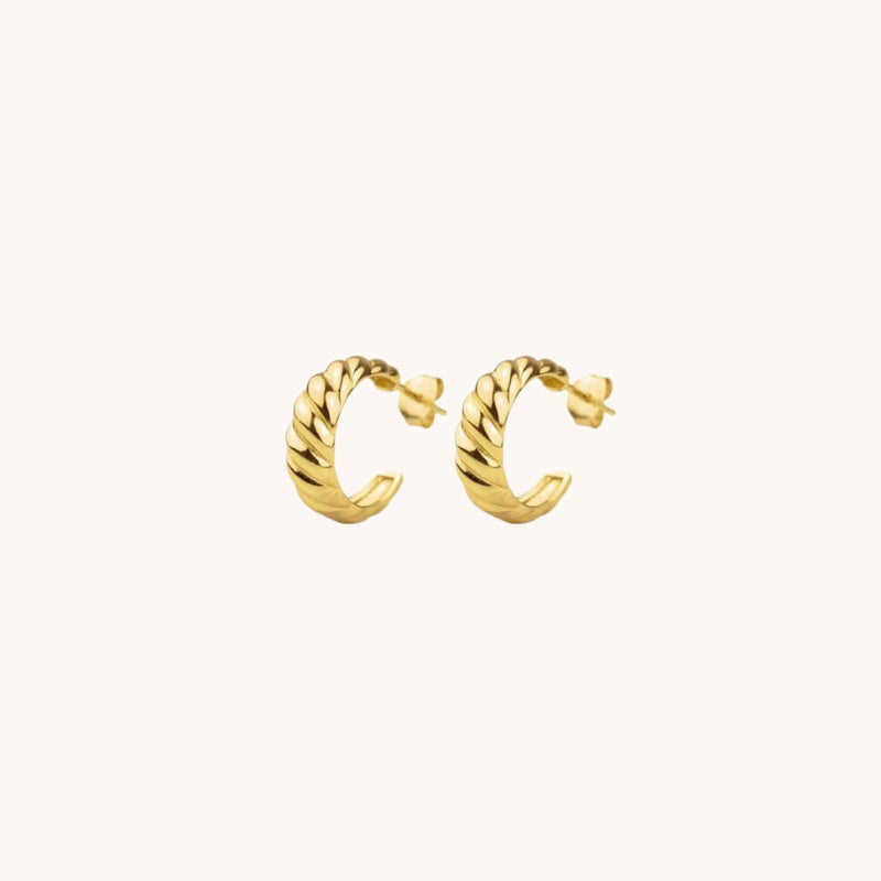 Croissant Hoop Stud Earrings