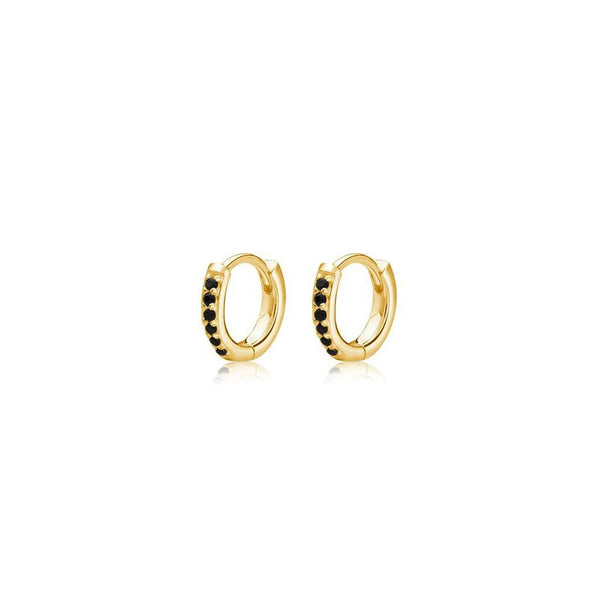 Tiny Black Czs Pave Hoops