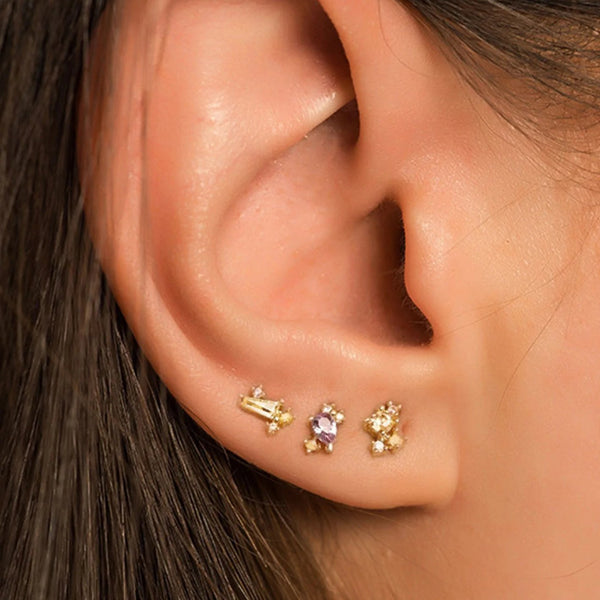 Set of 3 Czs Stud Earrings