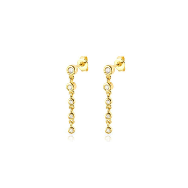 Long Czs Drop Dangle Stud Earrings