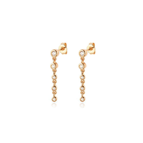 Long Czs Drop Dangle Stud Earrings