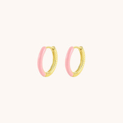 Baby Pink Enemal Huggie Earrings