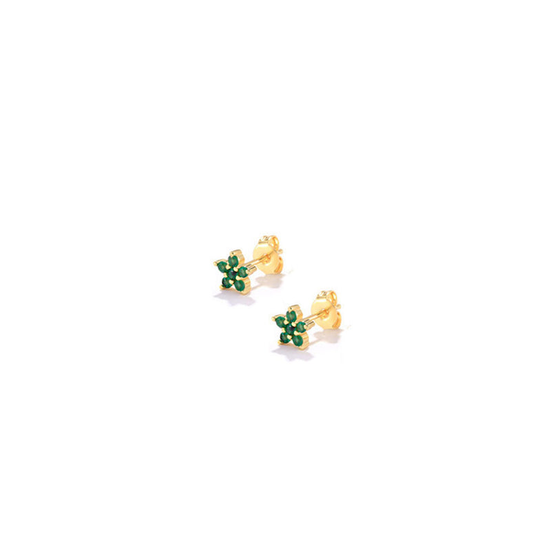 Green Flower Cz Single Stud