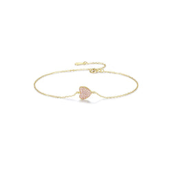 Pave Heart Pink Czs Bracelet