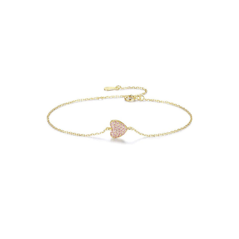 Pave Heart Pink Czs Bracelet