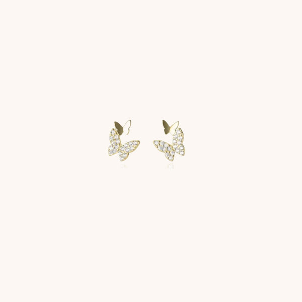 Butterfly Dangle Pave Stud Earrings