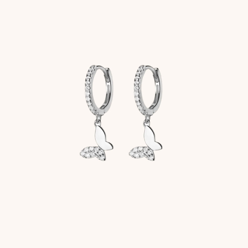 Butterfly Dangle Pave Hoops