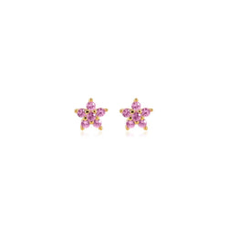 Pink Tiny Flower Czs Stud Earrings