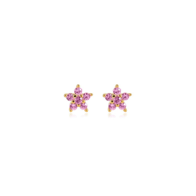 Pink Tiny Flower Czs Stud Earrings