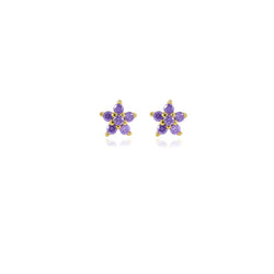 Purple Tiny Flower Czs Stud Earrings