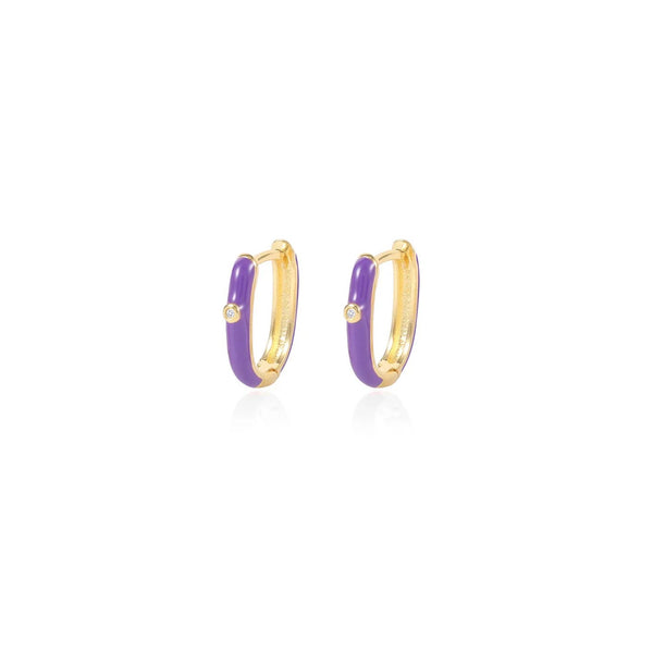 Purple U Shape Enemal Huggie Earringse