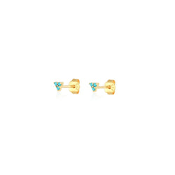 Tiny Triangle Stud Blue Czs Earrings